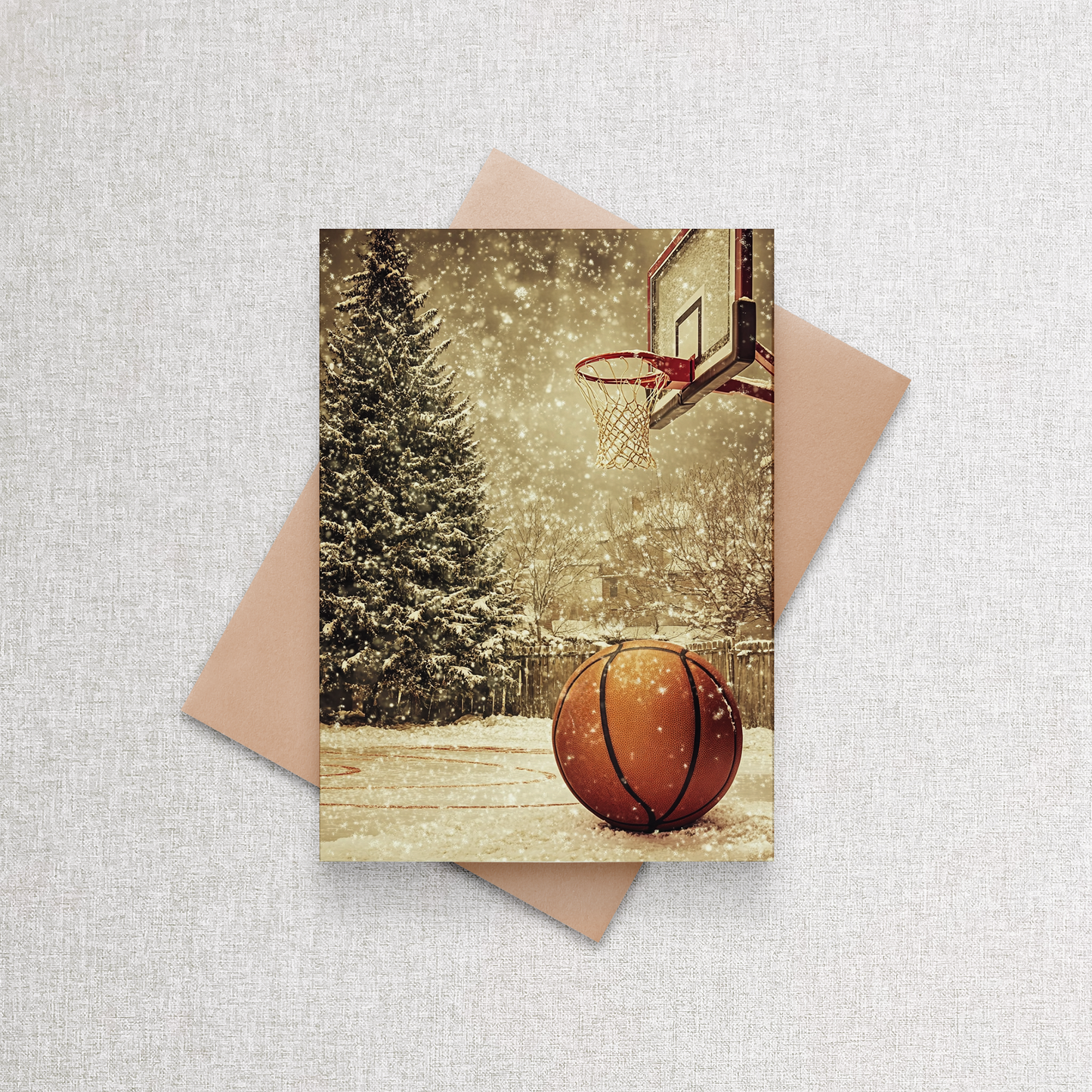 Winter Hoops Basketball | Custom Christmas Card Set of 12