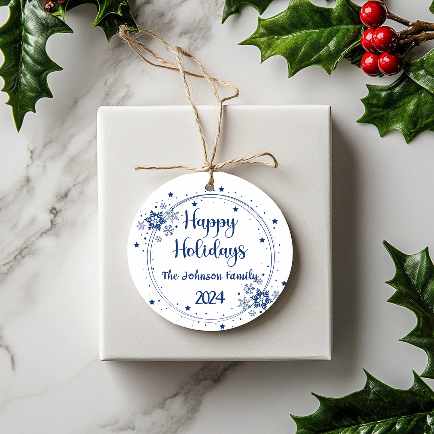 Happy Holidays Personalized Ceramic Ornament Holiday Ornament