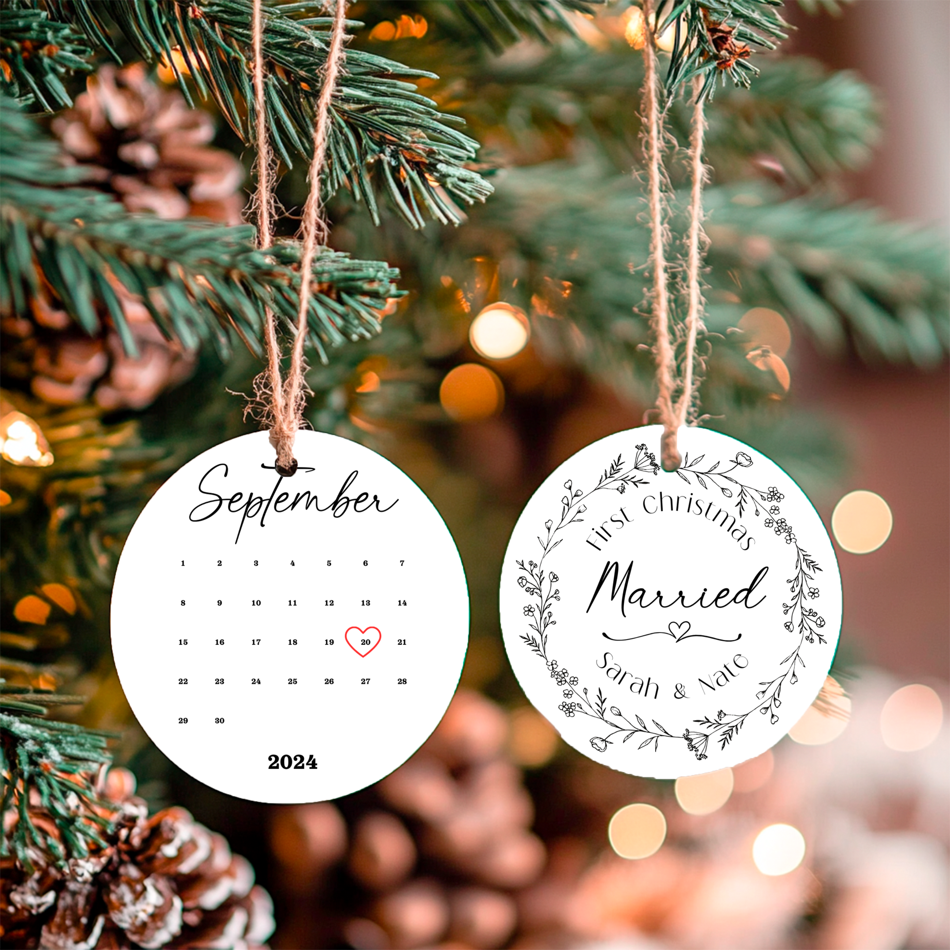 First Christmas Married Custom Calendar Ornament Holiday Ornament