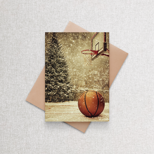 Winter Hoops Basketball | Custom Christmas Card Set of 12