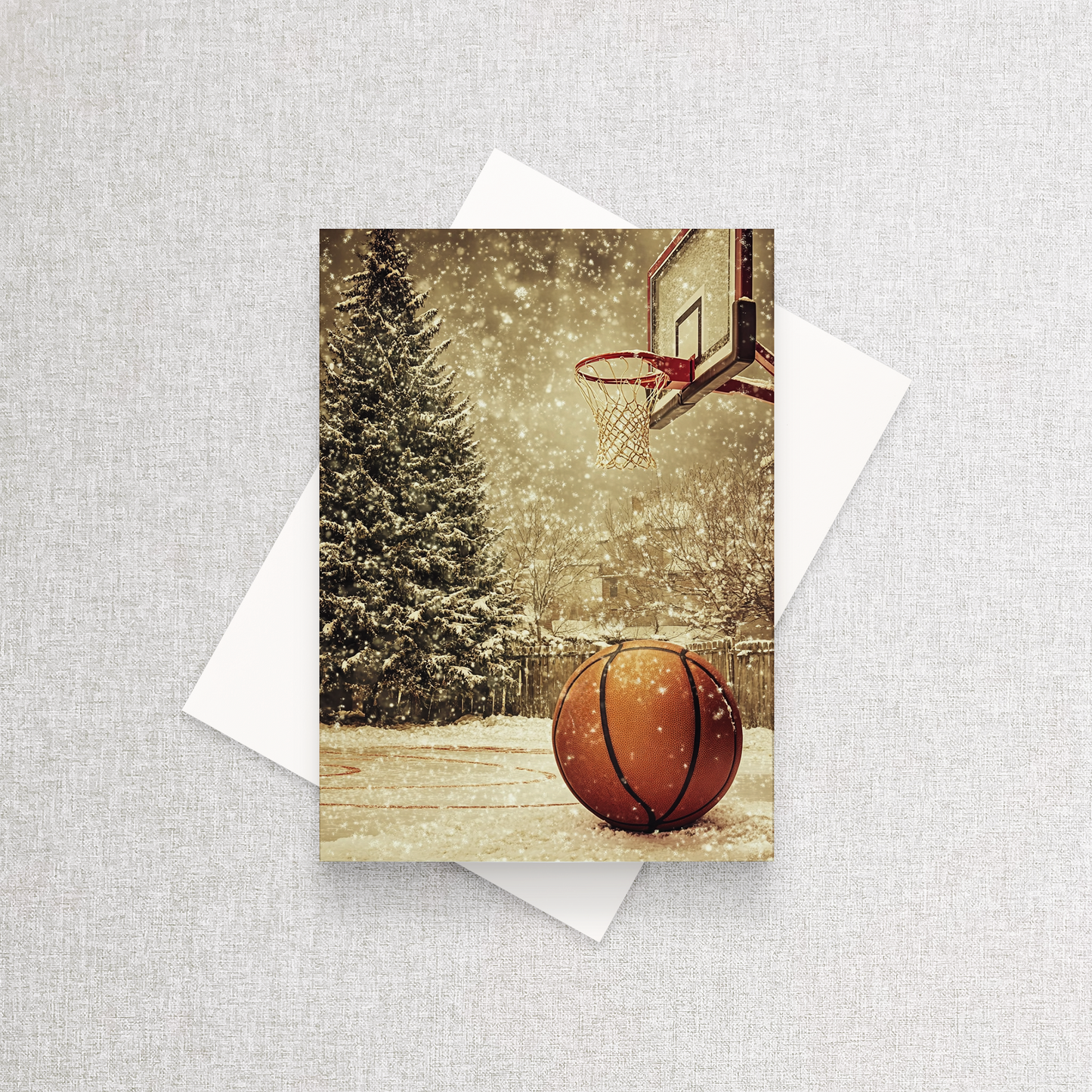 Winter Hoops Basketball | Custom Christmas Card Set of 12