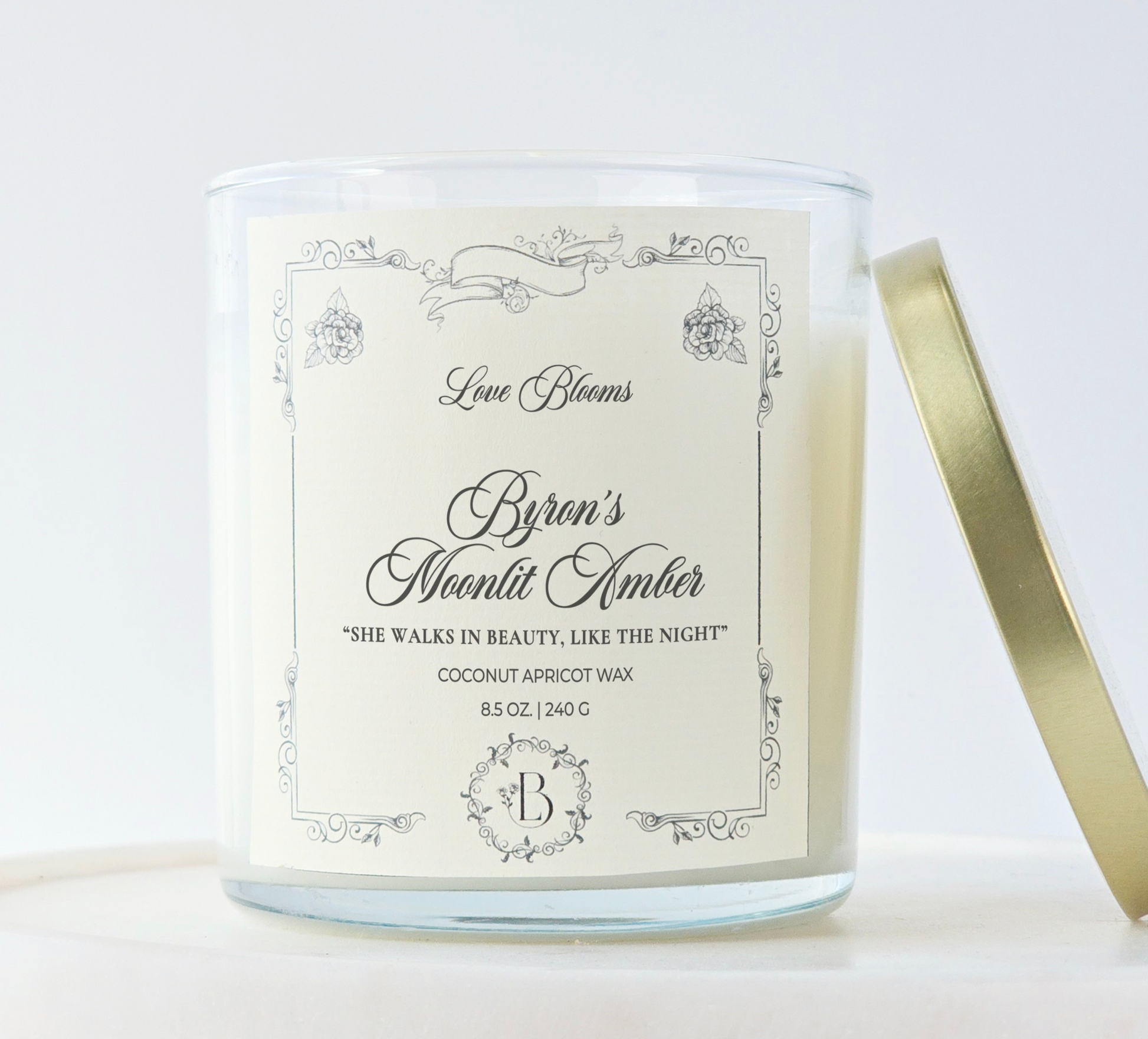 Byron's Moonlit Amber | Poetry Collection Scented Candle 8.5oz Candle