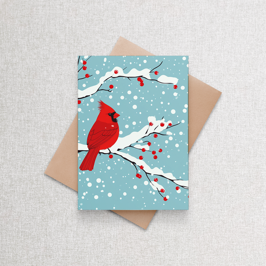 Cardinal in Snow | Custom Christmas Card Set of 12