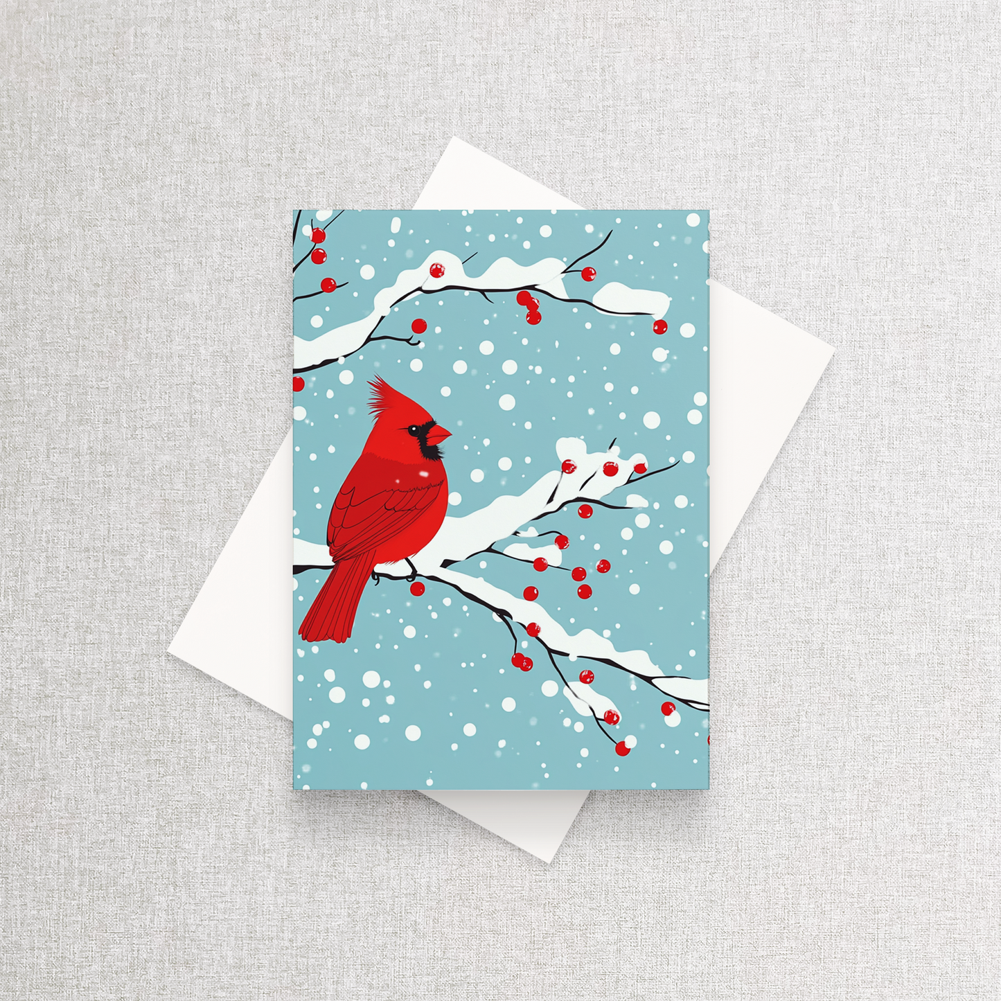Cardinal in Snow | Custom Christmas Card Set of 12
