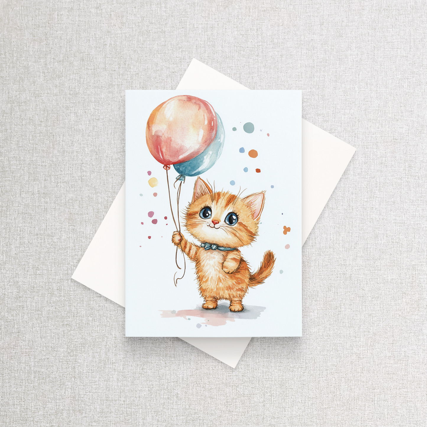Cat with Balloons | Greeting Card
