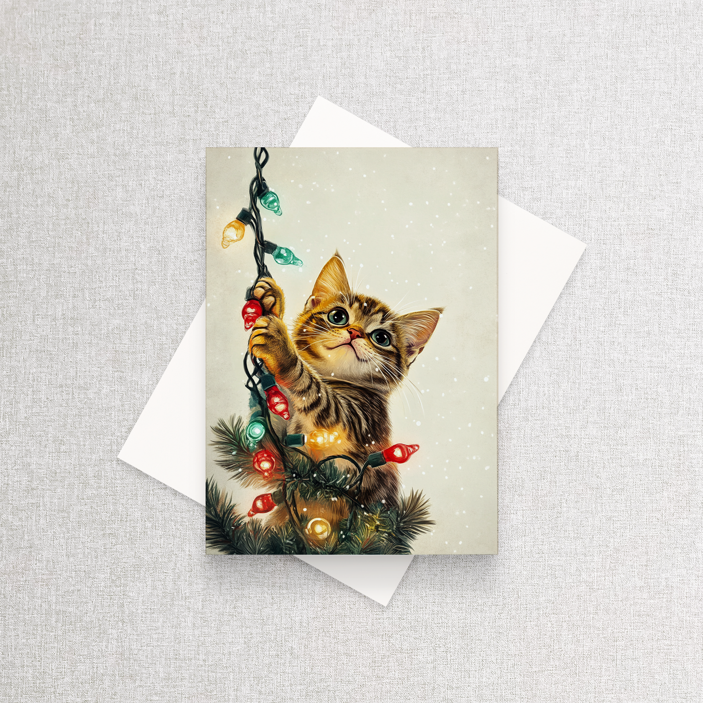Cat in Lights | Custom Christmas Card Set of 12