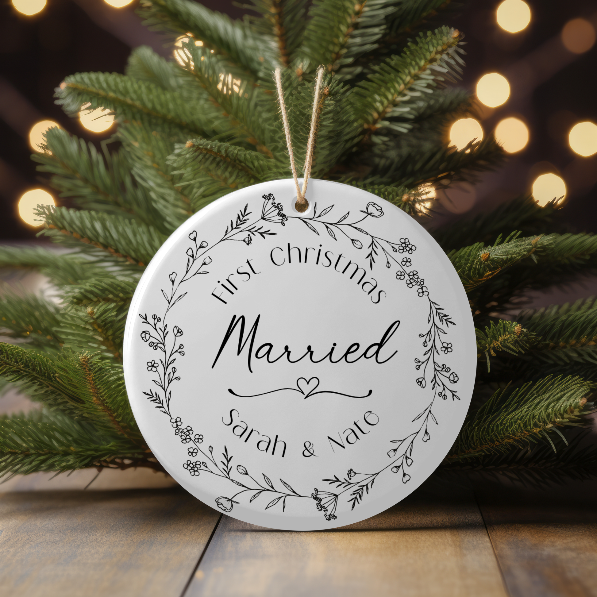 First Christmas Married Custom Calendar Ornament Holiday Ornament