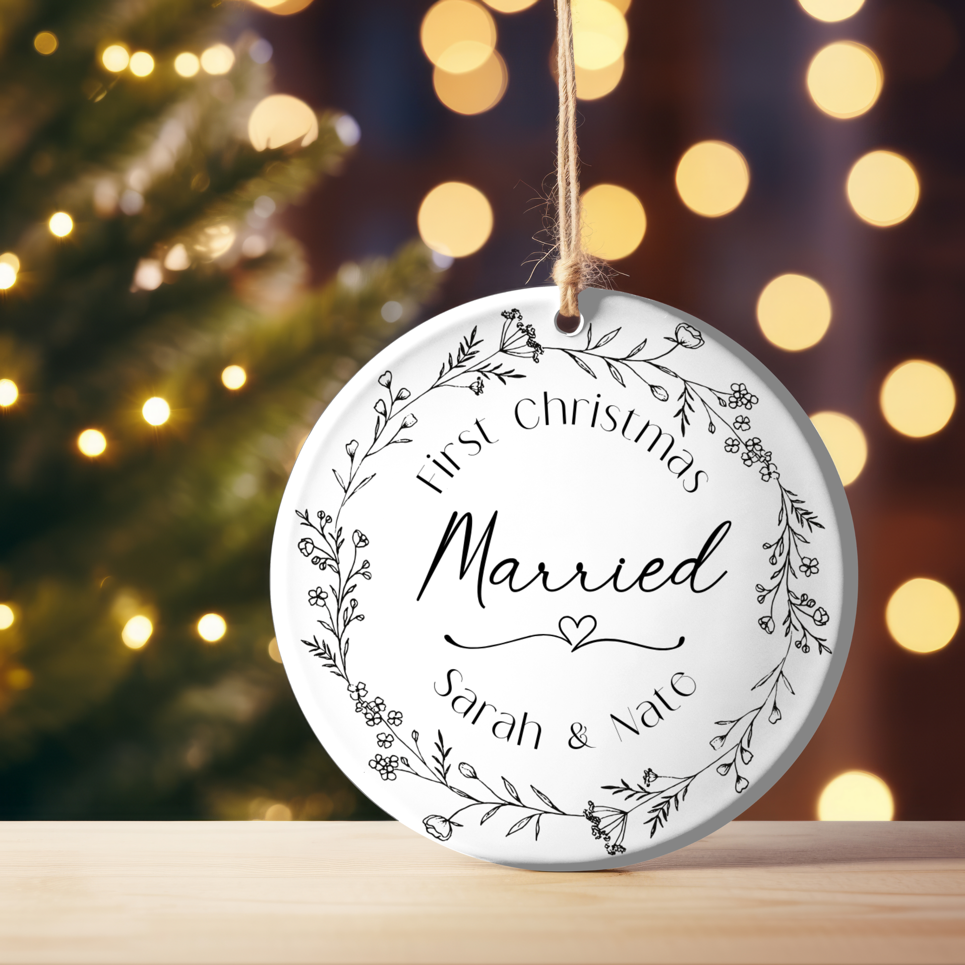 First Christmas Married Custom Calendar Ornament Holiday Ornament