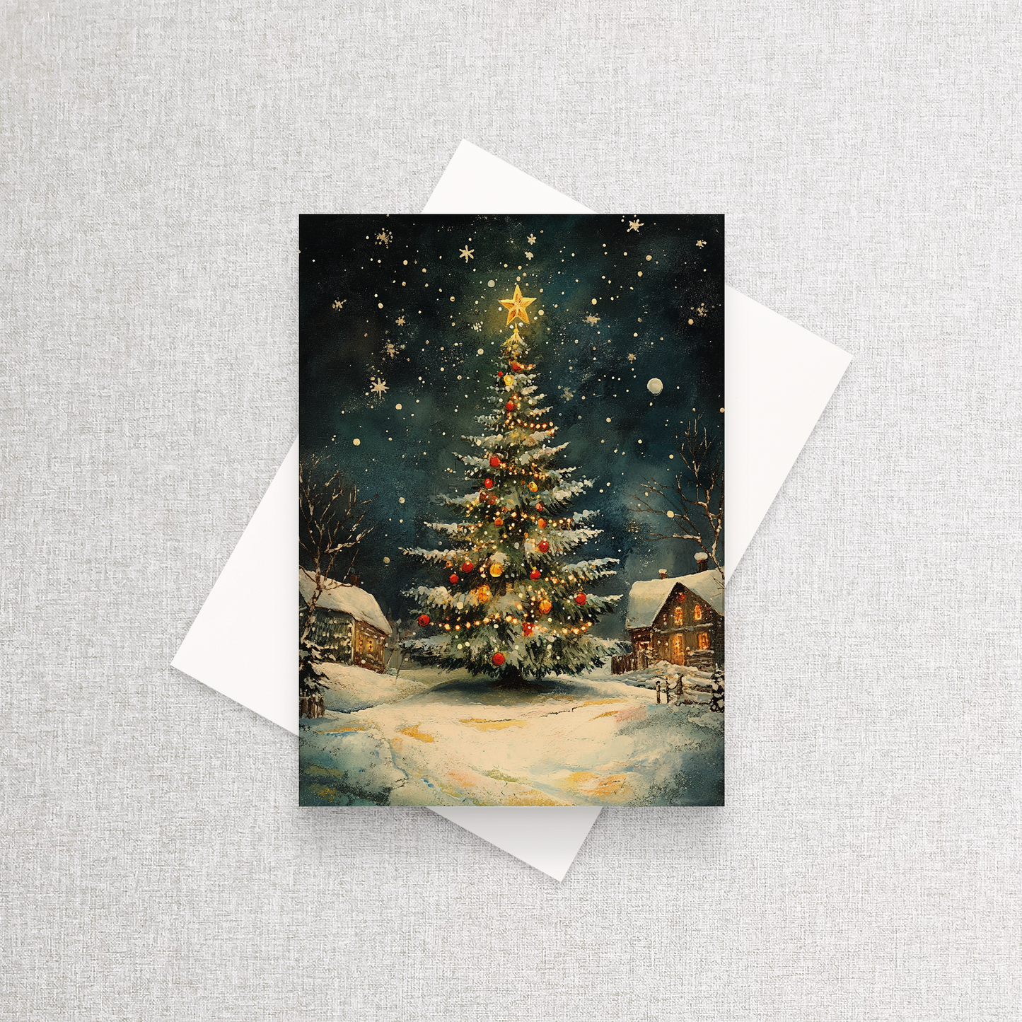 Christmas Tree in the Snow | Custom Christmas Card Set of 12