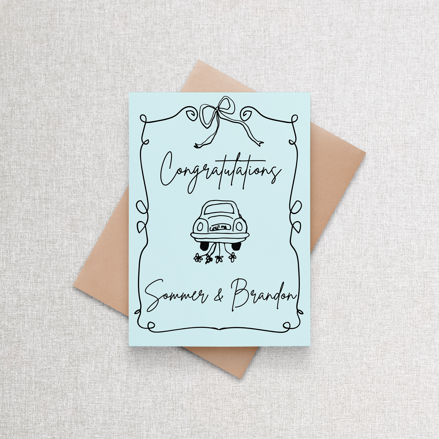 Congratulations Personalized Wedding Card - Custom Color & Text