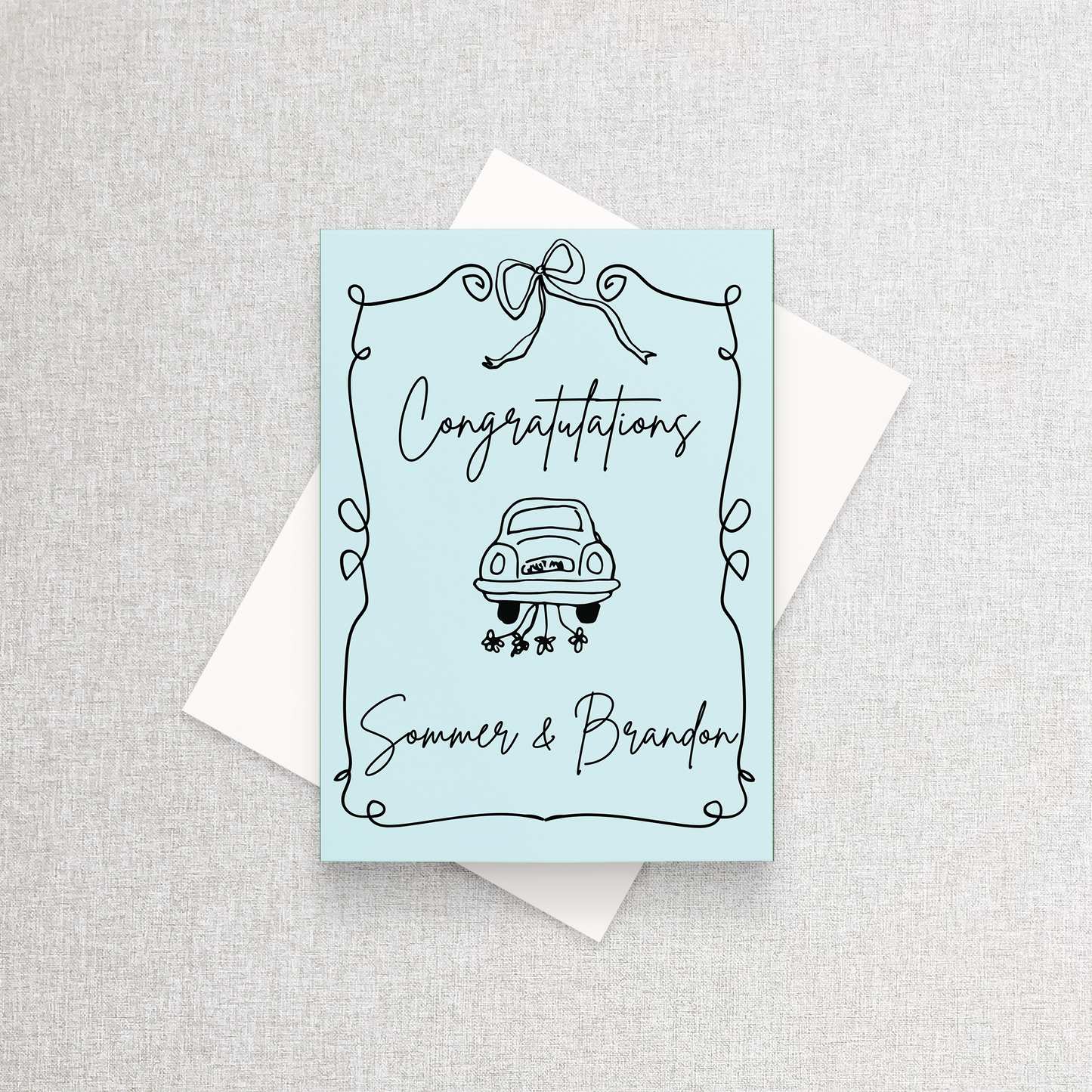 Congratulations Personalized Wedding Card - Custom Color & Text