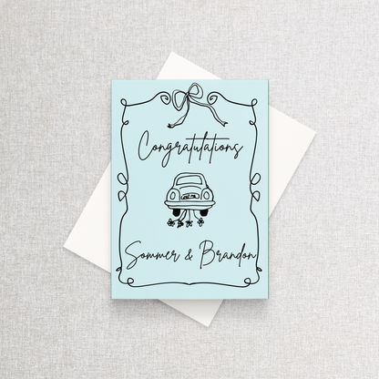 Congratulations Personalized Wedding Card - Custom Color & Text