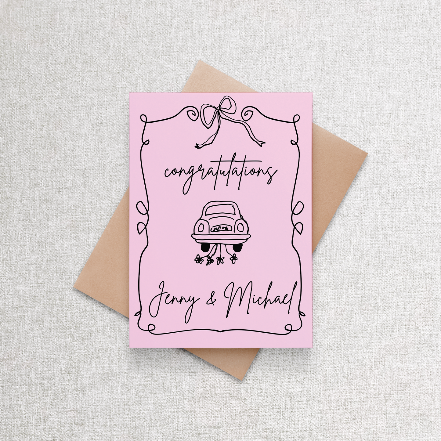 Congratulations Personalized Wedding Card - Custom Color & Text