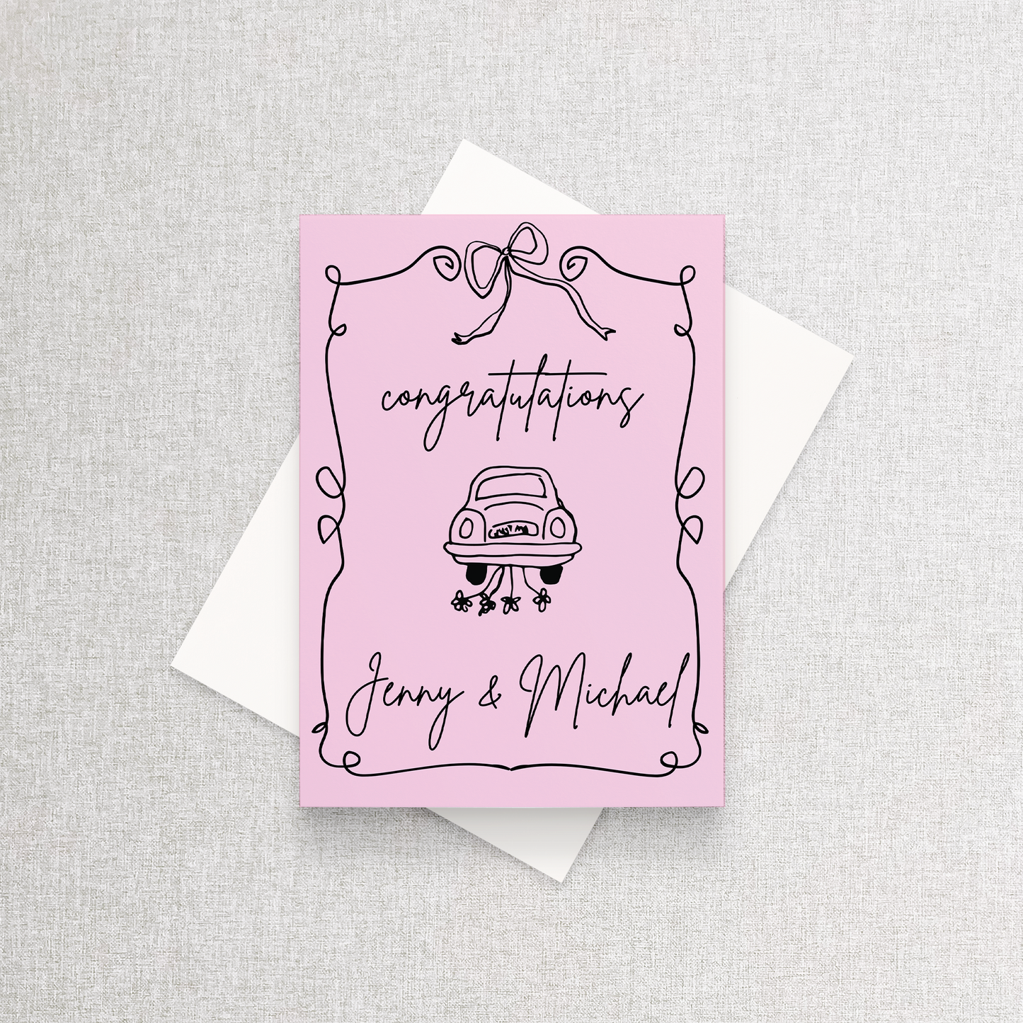 Congratulations Personalized Wedding Card - Custom Color & Text