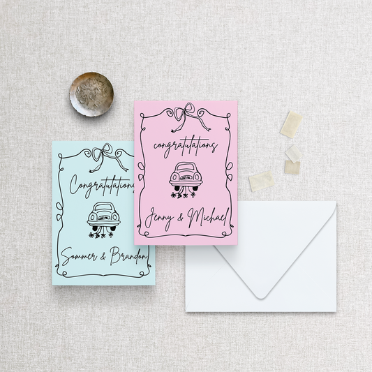 Congratulations Personalized Wedding Card - Custom Color & Text