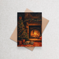 Cozy Cat by the Fire | Custom Christmas Card Greeting Card