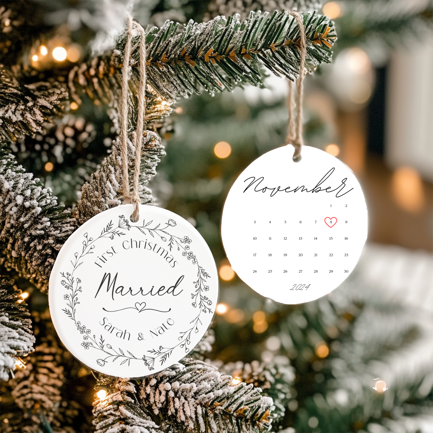 First Christmas Married Custom Calendar Ornament Holiday Ornament
