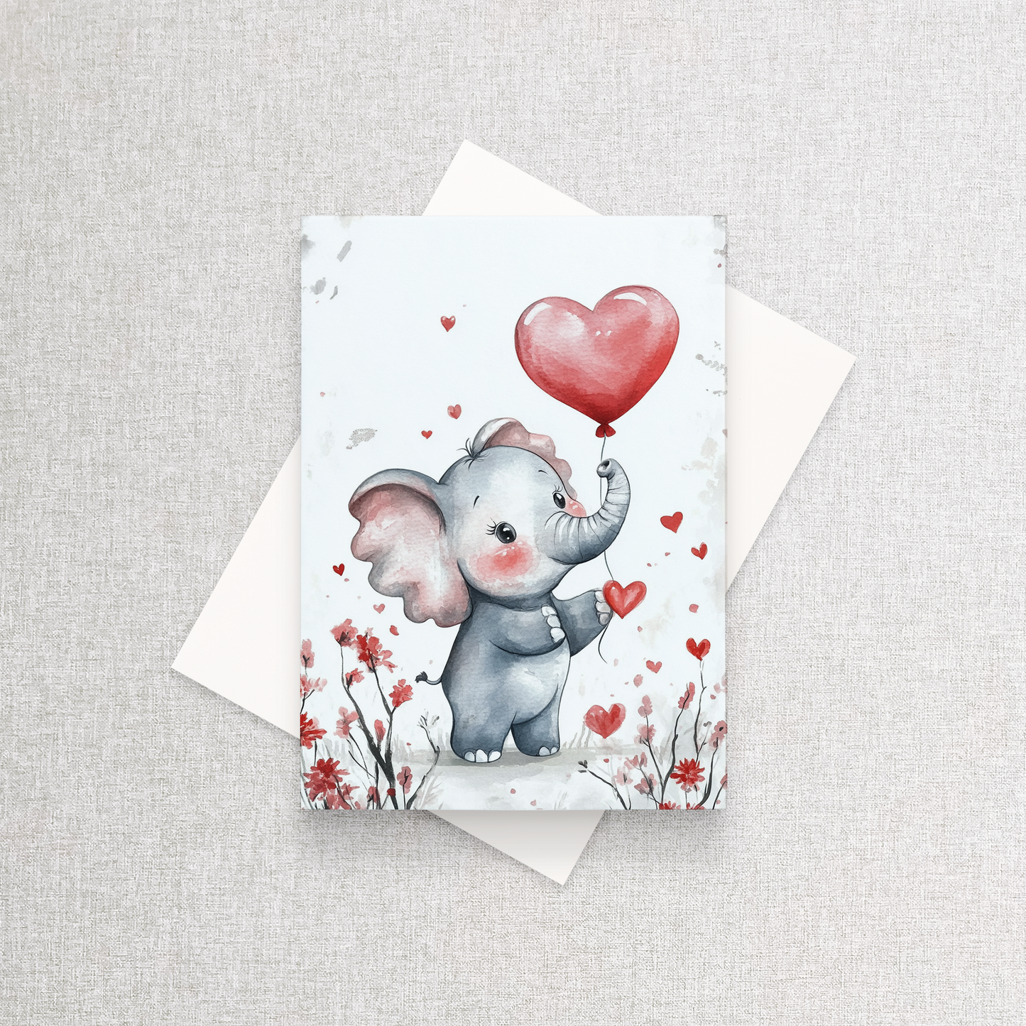 Elephant Heart Balloon Card | Greeting Card