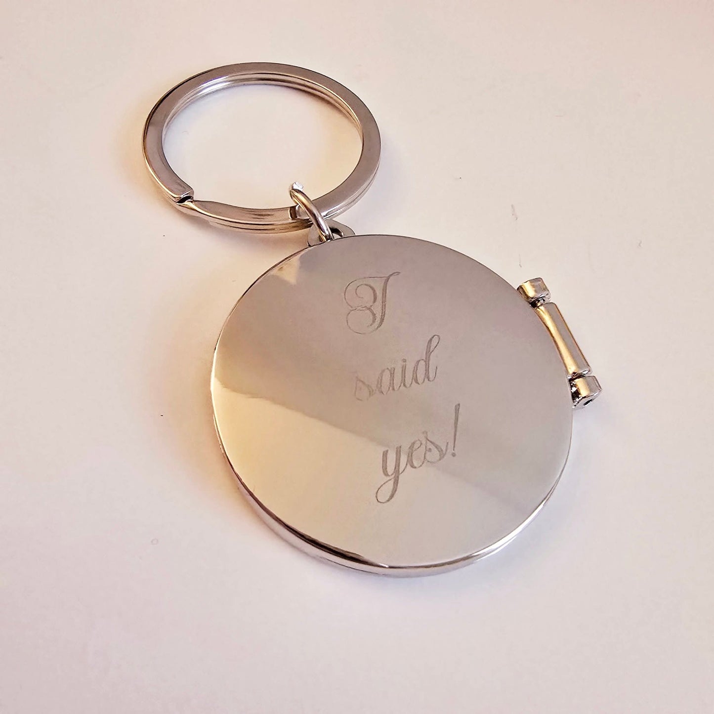 Double Photo Locket Keychain personalized keychain engraved