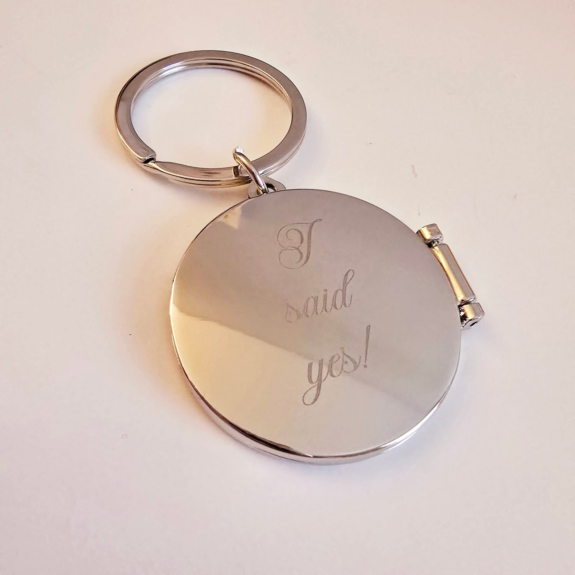 Double Photo Locket Keychain personalized keychain engraved