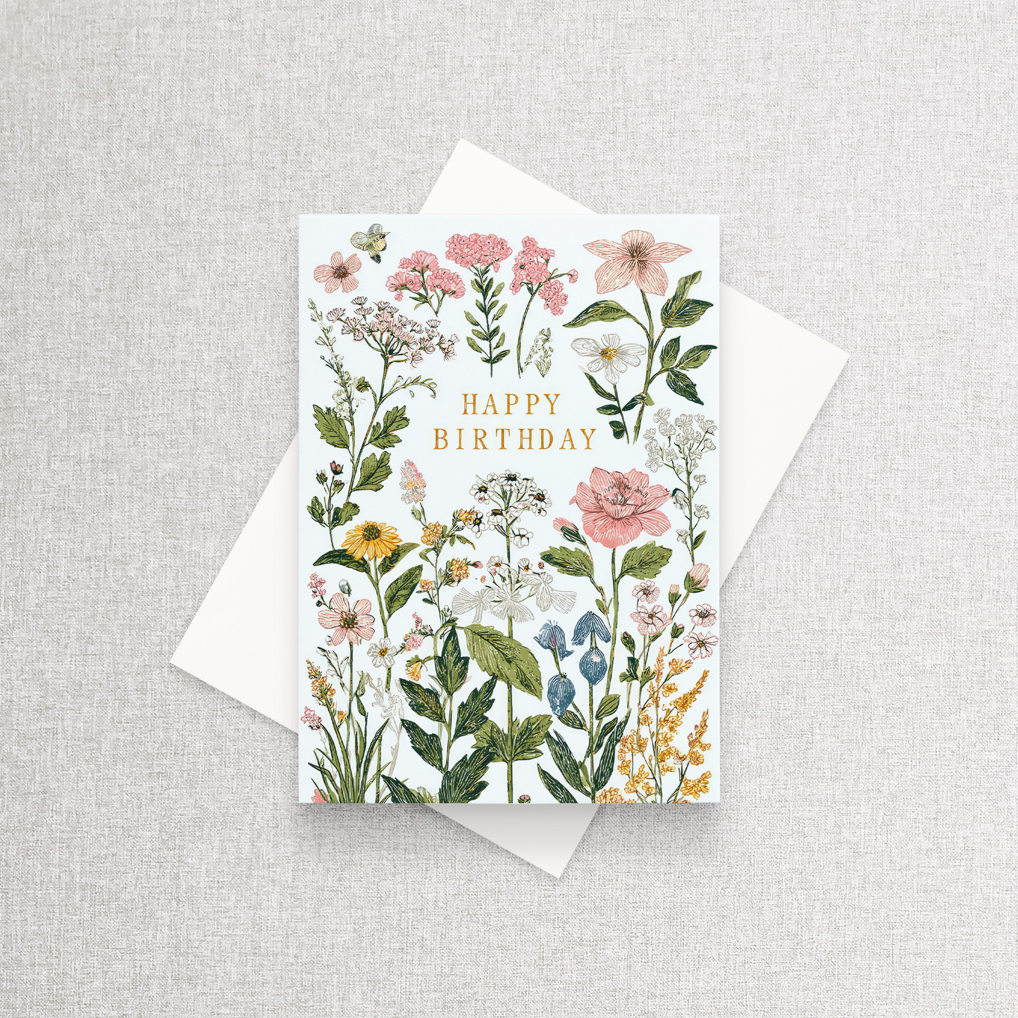 Happy Birthday Wildflowers | Greeting Card White Euro Flap Greeting Card