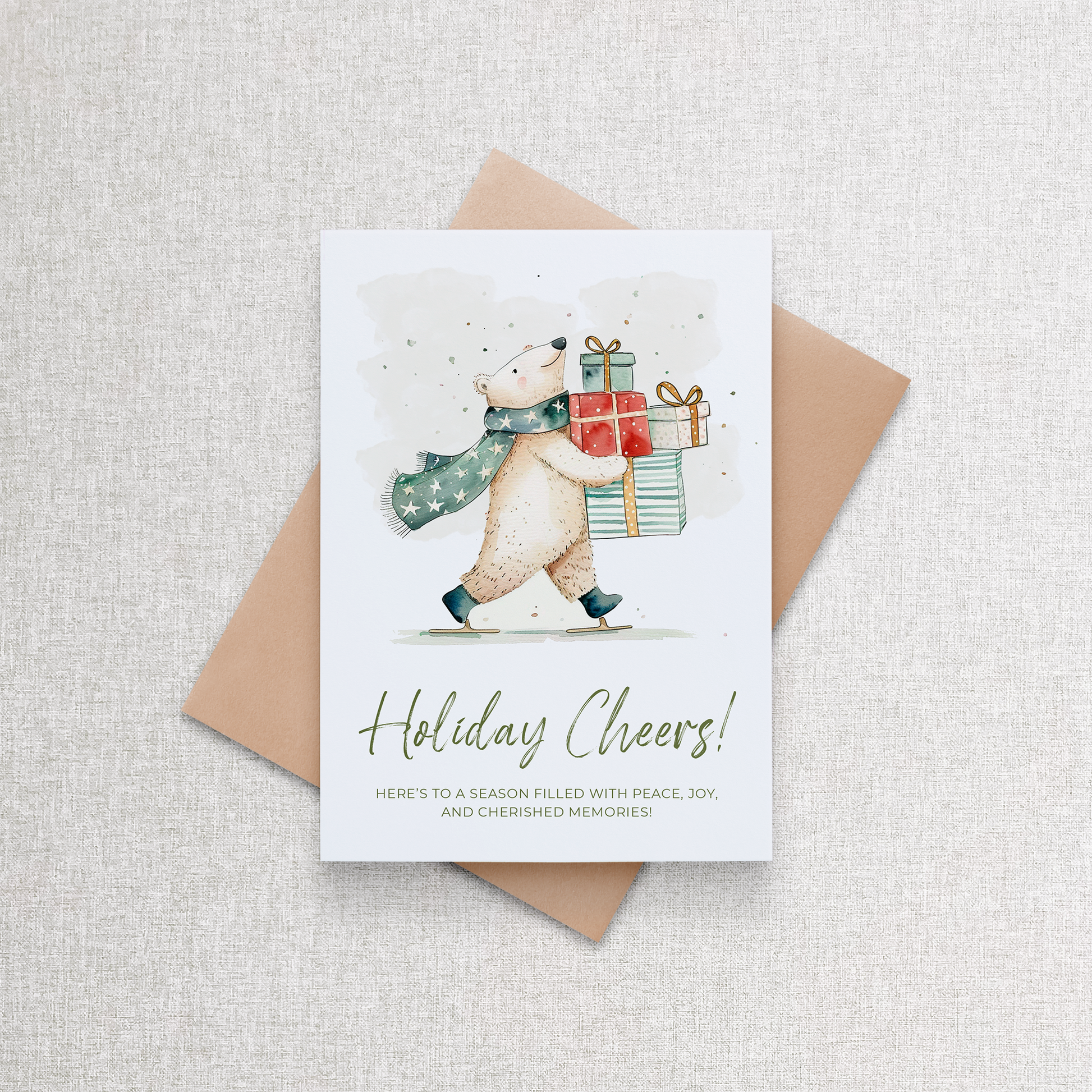 Holiday Cheers Polar Bear | Custom Christmas Card Greeting Card