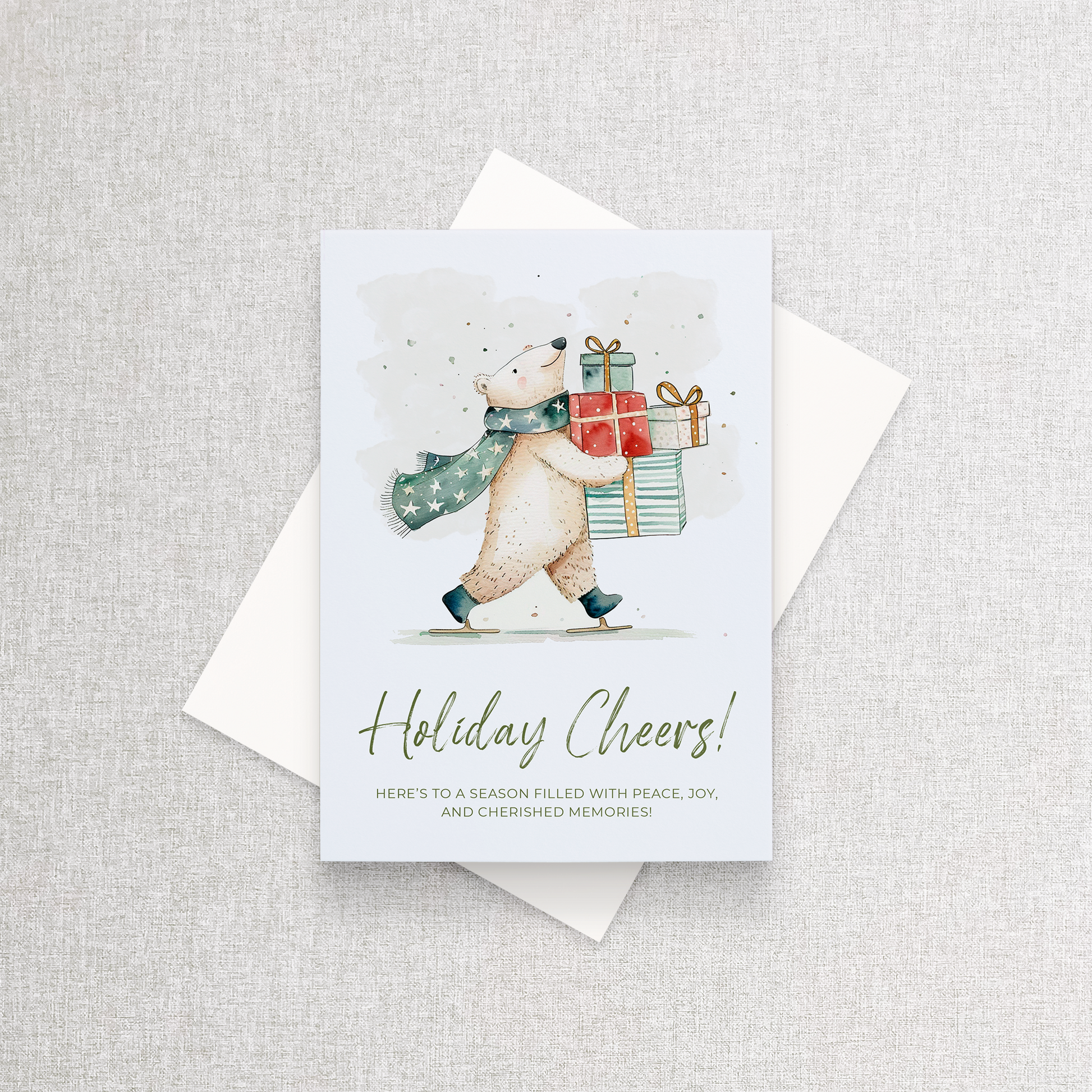 Holiday Cheers Polar Bear | Custom Christmas Card Greeting Card
