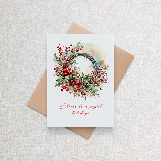 Joyful Wreath | Custom Christmas Card Greeting Card