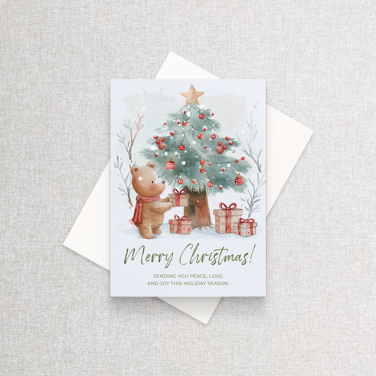 Merry Christmas Bears | Custom Christmas Card Greeting Card