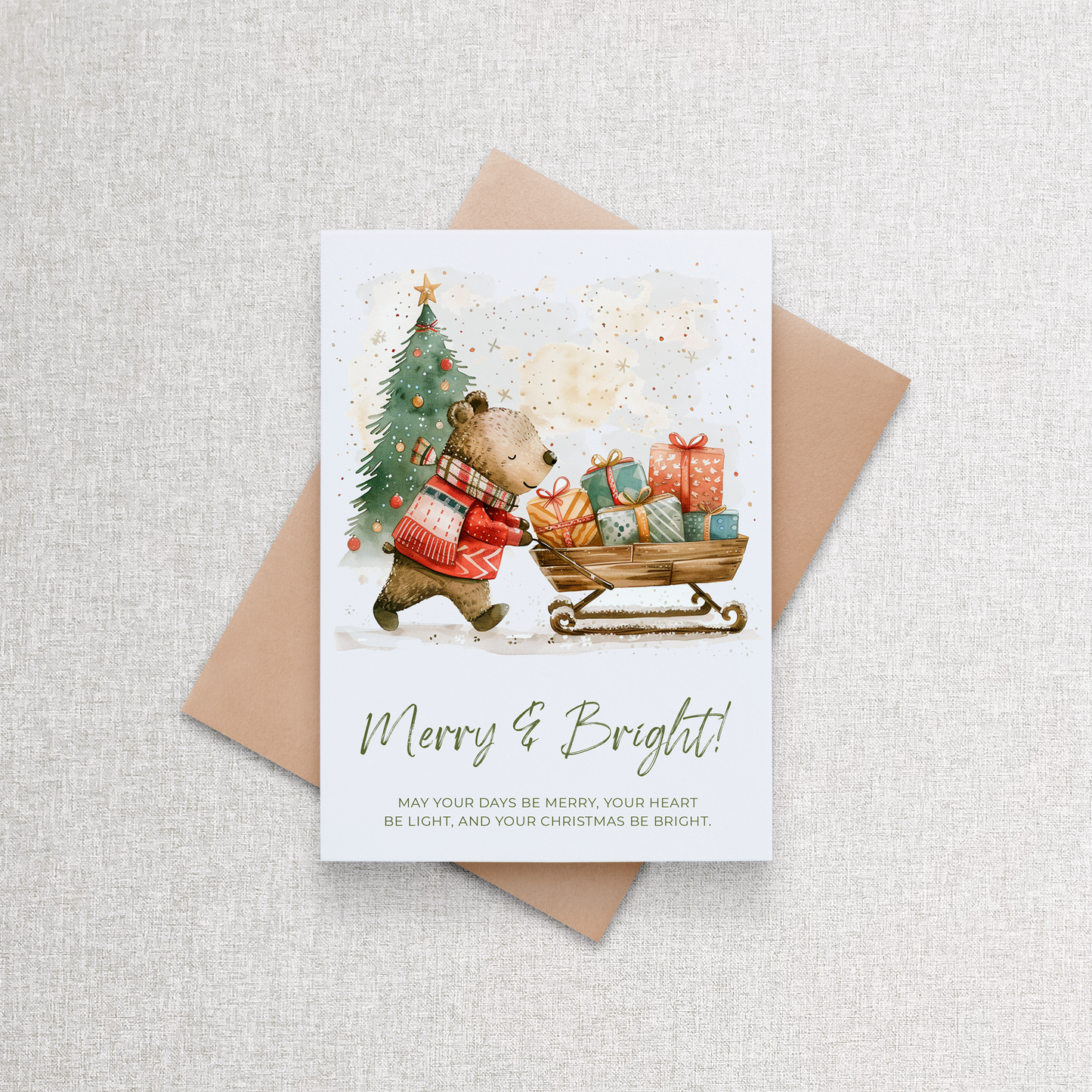 Merry and Bright Christmas | Custom Christmas Card Greeting Card