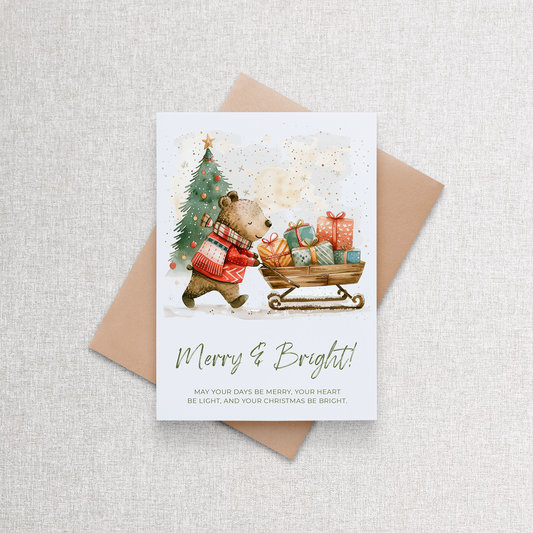 Merry and Bright Christmas | Custom Christmas Card Greeting Card