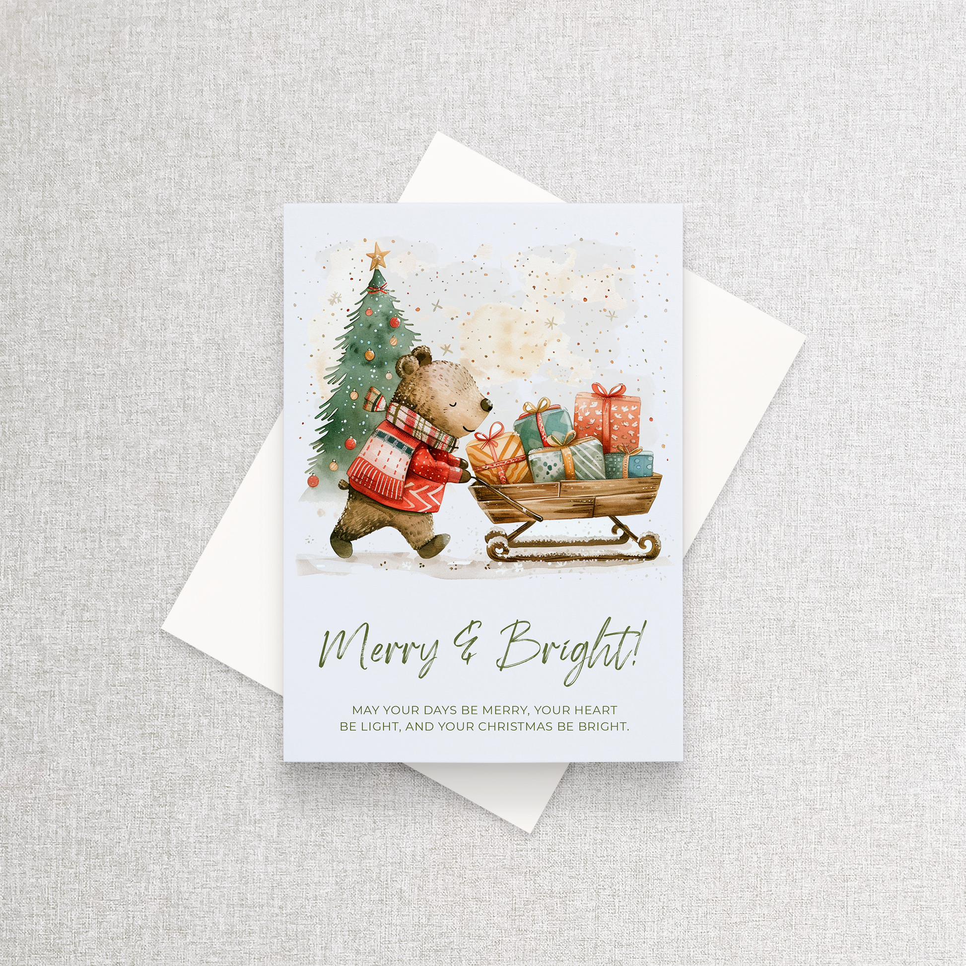 Merry and Bright Christmas | Custom Christmas Card Greeting Card