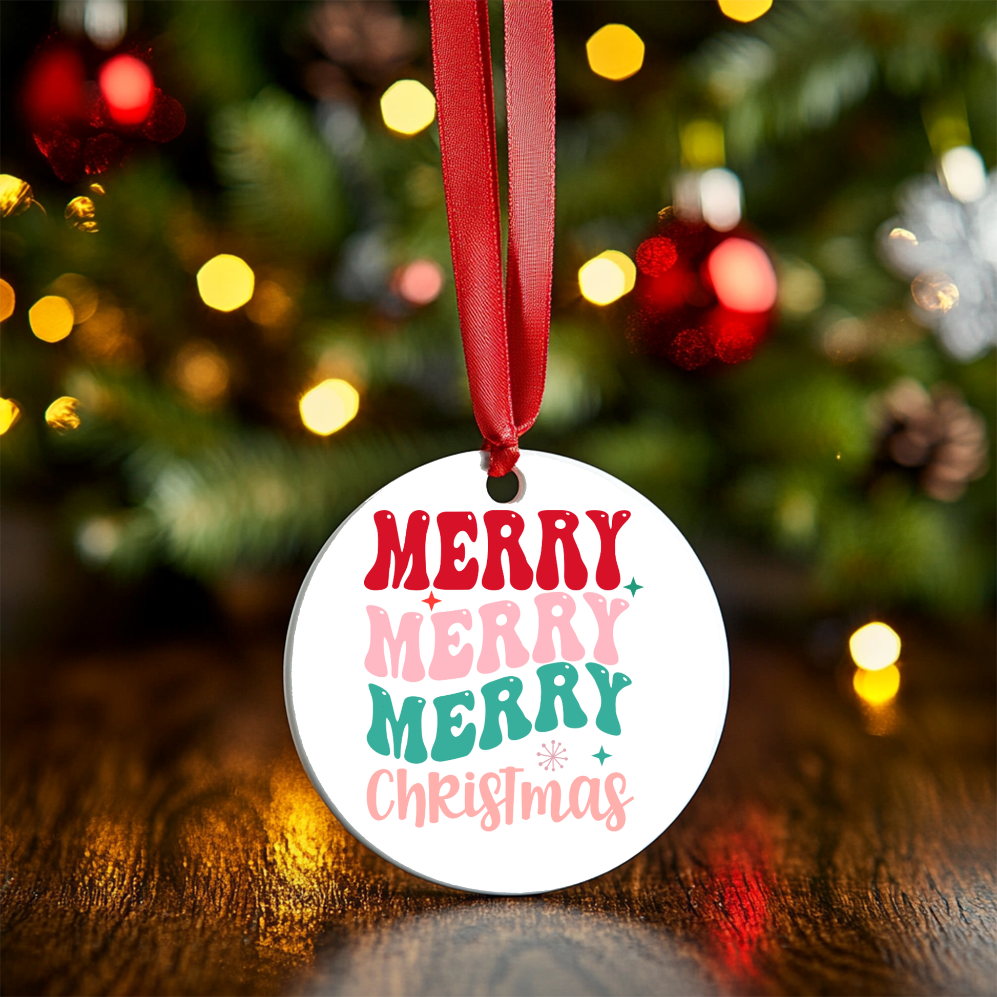 Merry Merry Christmas Ceramic Ornament Holiday Ornament