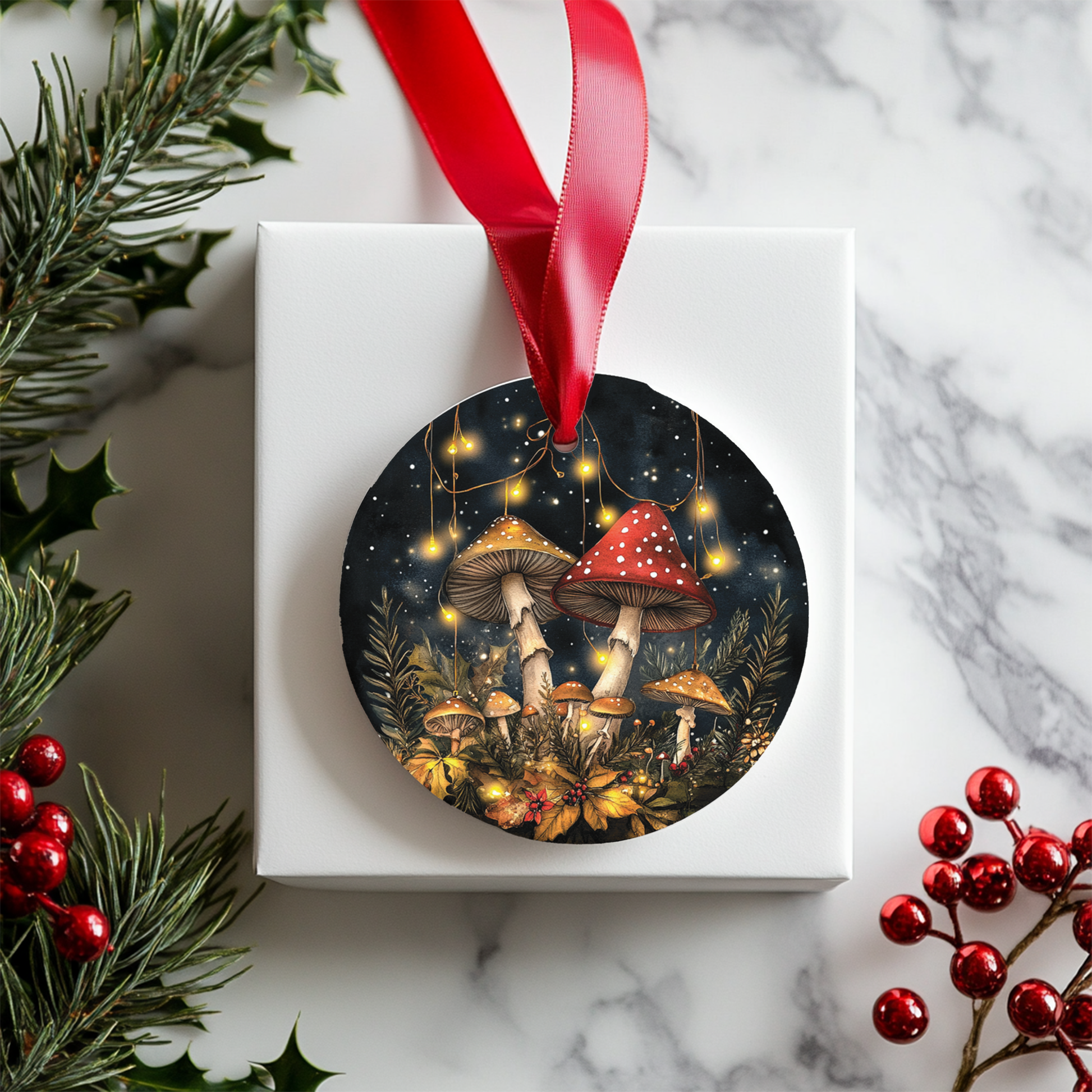Magical Christmas Mushroom Ornament Holiday Ornament