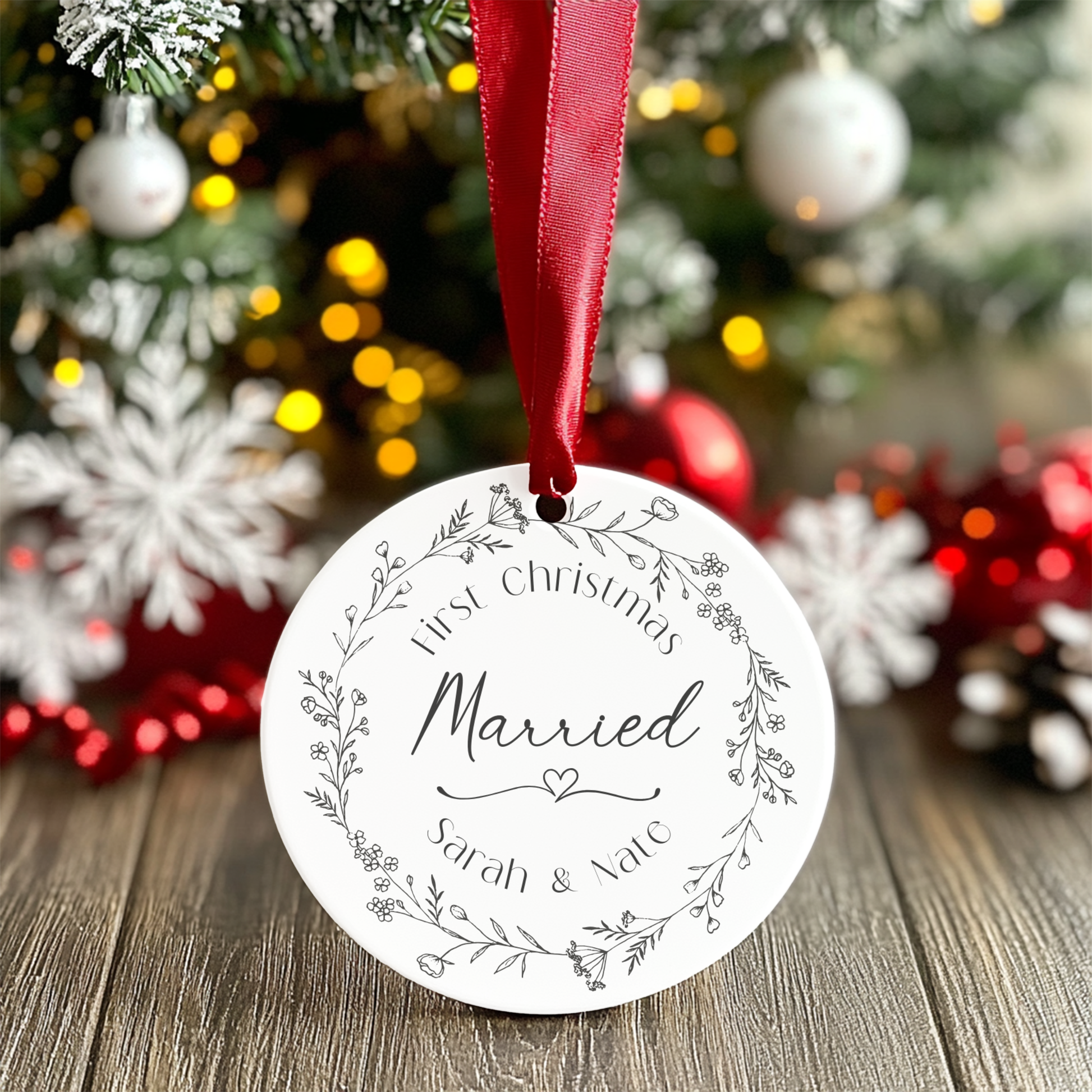 First Christmas Married Custom Calendar Ornament Holiday Ornament