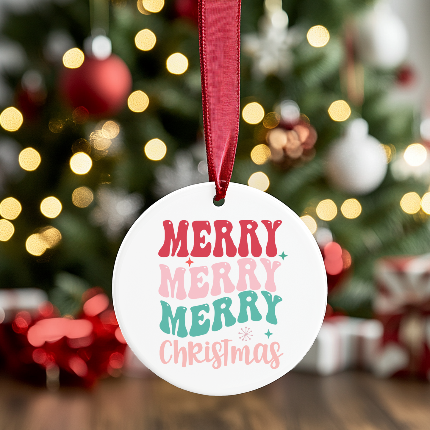 Merry Merry Christmas Ceramic Ornament Holiday Ornament