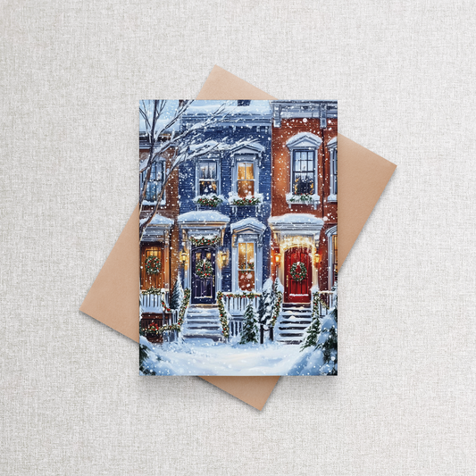 Snowy Row Homes | Custom Holiday Card Set of 12