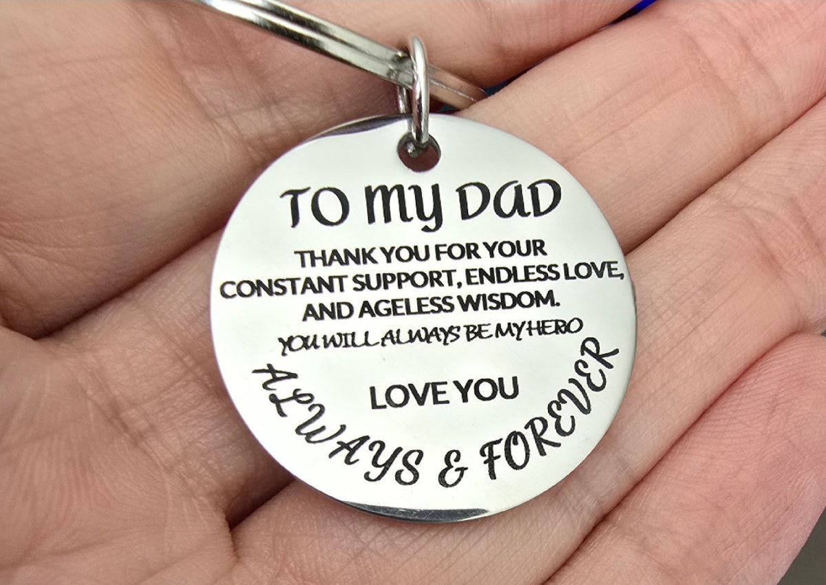 To My Dad | Personalized Stainless Steel Keychain Keychain personalized keychain engraved