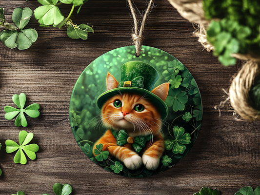 3D Effect Cat St. Patrick's Day Ornament Holiday Ornament