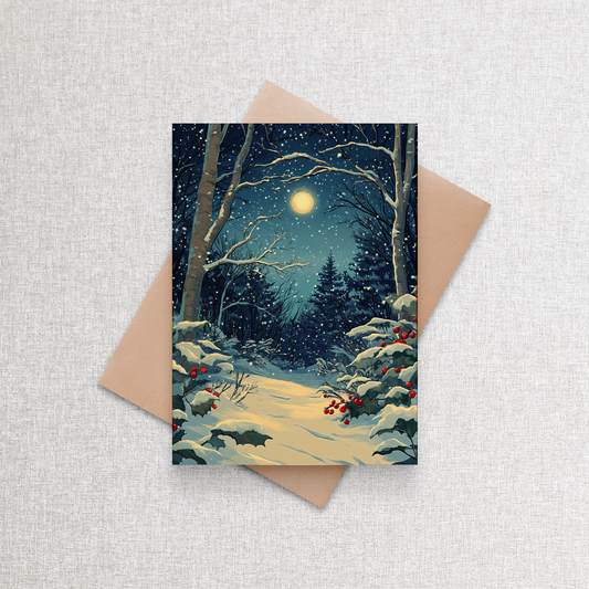 Moonlit Christmas | Custom Holiday Card Set of 12