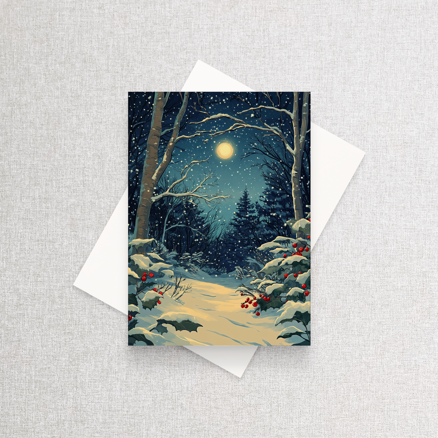 Moonlit Christmas | Custom Holiday Card Set of 12