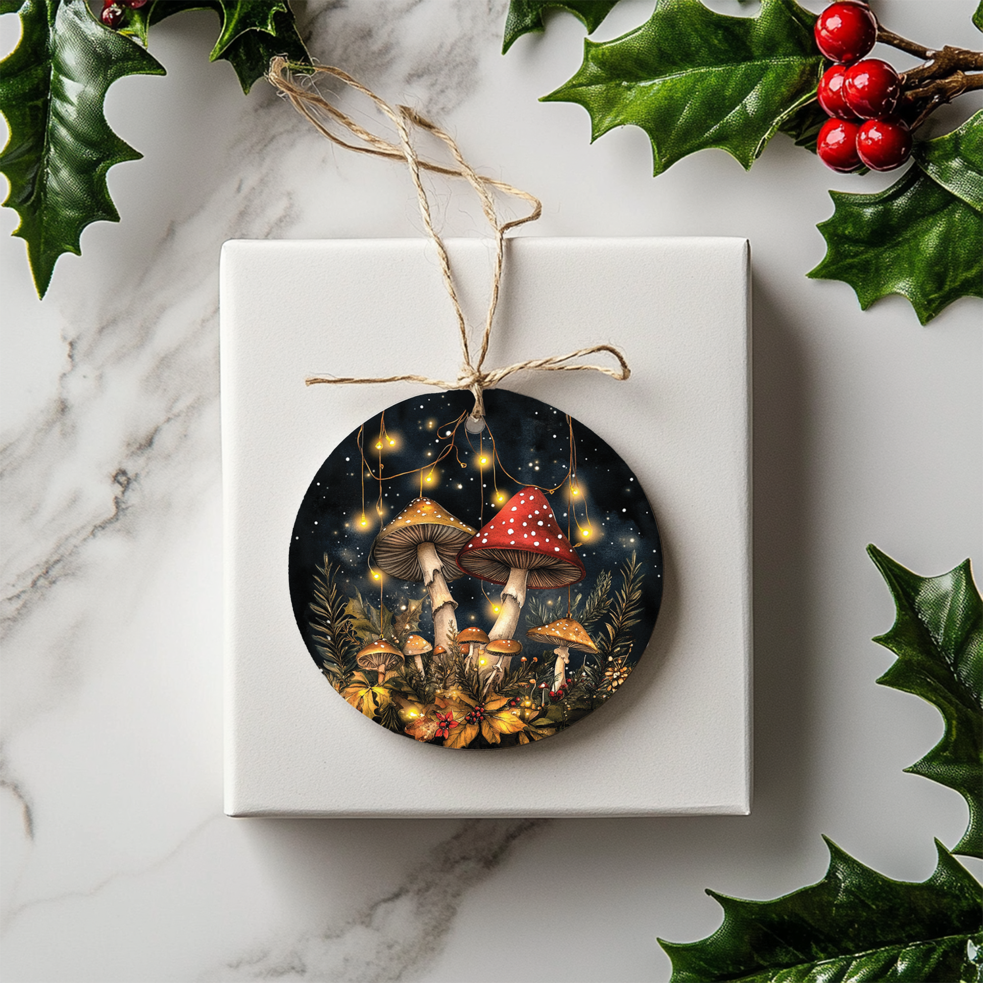 Magical Christmas Mushroom Ornament Holiday Ornament