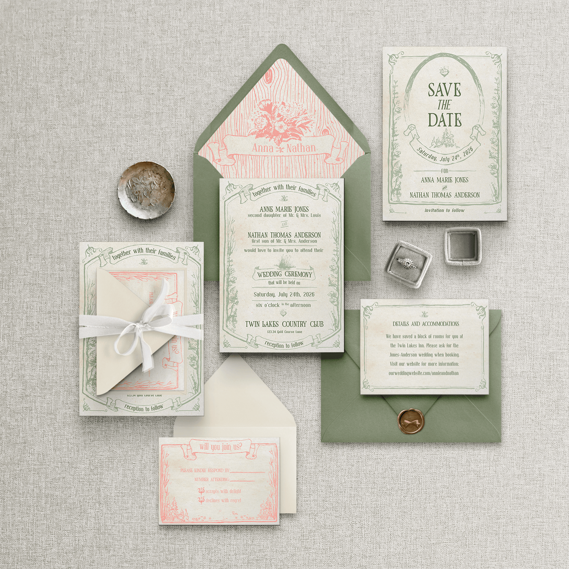 Wedding Invitation Sample Kits Whimsical Forest Wedding Suite