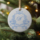 Blue Crest Monogrammed Christmas Couple Ornament Holiday Ornament