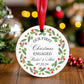 Our First Christmas Engaged Red and Green Wreath Ornament Holiday Ornament