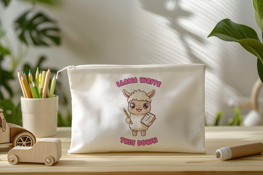Llama Write This Down | Zippered Pencil Bag