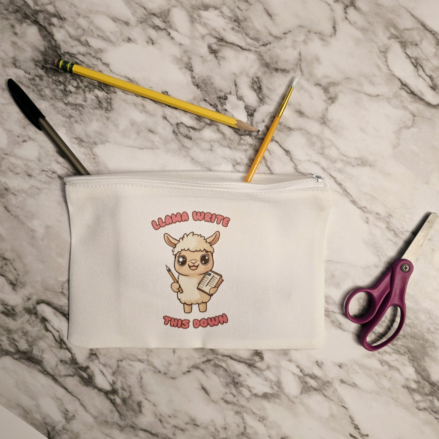 Llama Write This Down | Zippered Pencil Bag