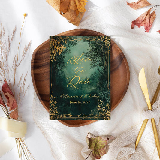 Enchanted Forest Save the Date | Unique Fairytale Wedding Announcement & Invites